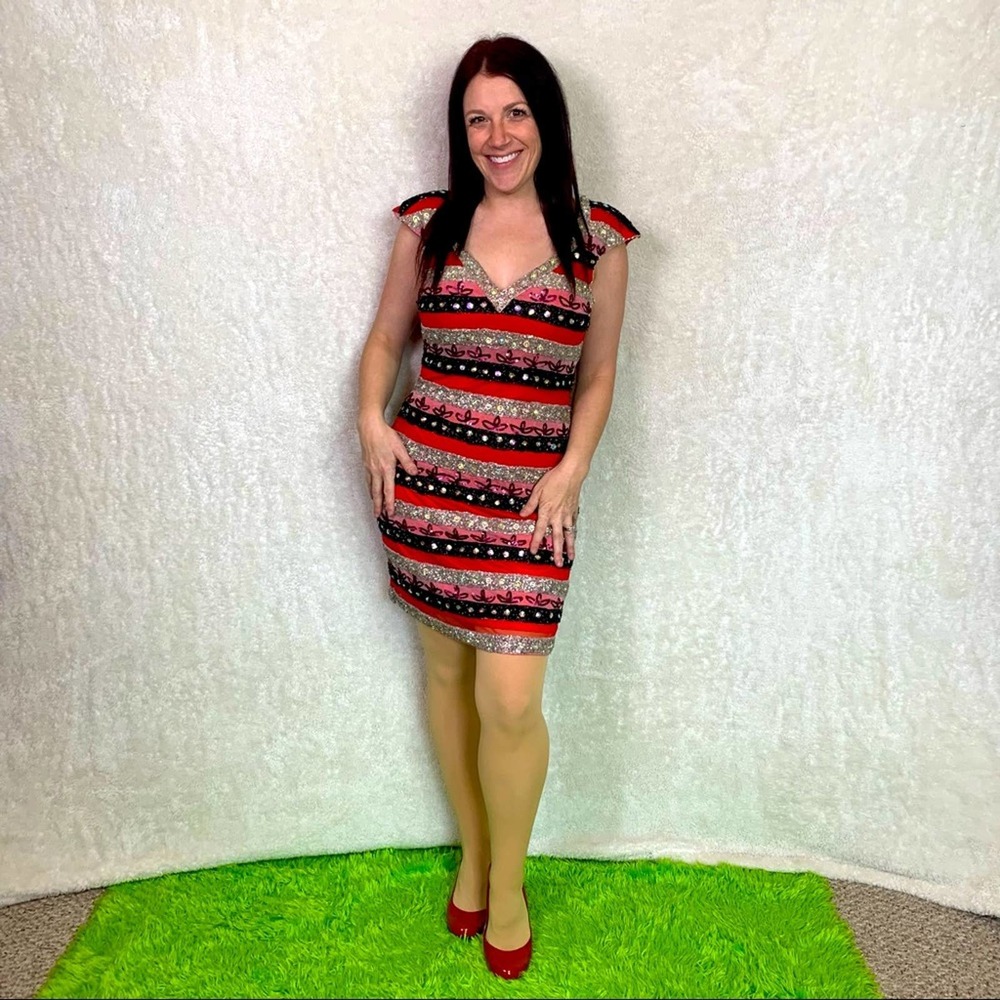 Haute Couture bead and sequin Cocktail party dress, med